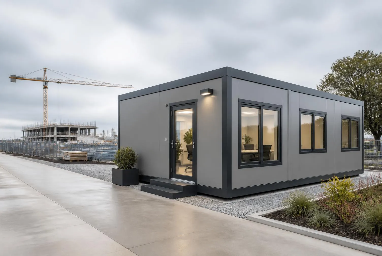 Ai BEYOT foldable site office unit deployed on a project site